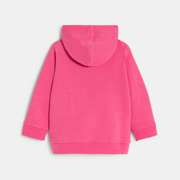 سترة بقلنسوة من الصوف الناعم، باللون الوردي للفتيات الصغيرات